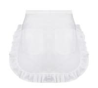 LXUEJIE Short Women's Waist Apron with 2 Pockets, Adjustable Half Waitress Apron Ruffle Waist Aprons Vintage Maid Aprons for Restaurant Waitress Servant Coffee Shop Bistro Costume
