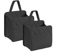 LXUNYI Back Seat Car Organizer, Leather Car Organizer Back Seat Foldable Universal Multifunctional Large Hanging Car Back Seat Organizer and Storage Bag with Cup Holders(Black 2Pack)