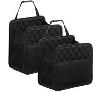 LXUNYI Car Organizer Back Seat, 2 Pack Waterproof PU Leather Car Seat Storage Bag Large Foldable Universal Hanging Organizer for Kids & Adults with Cup Holders Car Travel Accessories