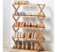 LXURY Folding Shoe Rack Organizer Storage Bamboo Shoe Rack Free Standing Shoe Racks Narrow Entryway Corner Shoe Closet Space Saving Vertical Shoe Rack for Bedroom Hallway,B,5Tier*68cmr