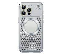 LXURY Magnetic Carrying Case for iPhone 15 Pro Max/15 Pro/15 Plus/15 Plus/15, Metal Anti-Vibration Phone Case Wireless Charging Lens Protective Heat Dissipation Cover, Silver, 15 Pro