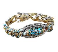 LXURY Rotatable Six-Character Mantra Nine-Eyed Dzi Bead Bracelet,Transfer Meditation Bracelet, Good Luck Feng Shui Amulet Bracelet (Style A,18CM)