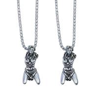 LXURY Sterling Silver Suffering Goddess Pendant Necklace-Symbol of Strength and Resilience, Vintage silver jewelry for Women Men (2pcs)