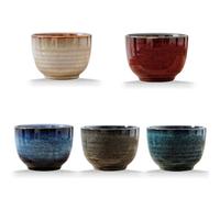 Lxuwbd Japanese Style Ceramic Tea Set, Tea Cup, Coffee Cup, Yerba Mate Set, Ceramic Mate Cup Set of 4 (5 colors)