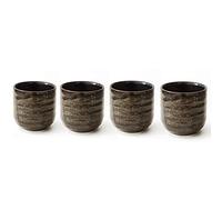 Lxuwbd Japanese Style Ceramic Tea Set, Tea Cup, Coffee Cup, Yerba Mate Set, Ceramic Mate Cup Set of 4 (Brown grey)