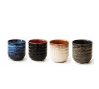 Lxuwbd Japanese Style Ceramic Tea Set, Tea Cup, Coffee Cup, Yerba Mate Set, Ceramic Mate Cup Set of 4 (4 colors)