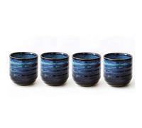 Lxuwbd Japanese Style Ceramic Tea Set, Tea Cup, Coffee Cup, Yerba Mate Set, Ceramic Mate Mug, Set of 4 (Blue)