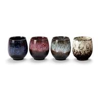 Lxuwbd Jianzhan Ceramic Teacup, Kung Fu Tea Set, Coffee cup，Yerba Mate Set Ceramic Mate CupSet of 4 (4 colors)