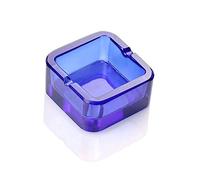 Lxuwbd Square Classic Blue Transparent Small Ashtray (High Borosilicate Crystal Glass, 7.4cm/2.91in Side Length, 3.5cm/1.38in Height)