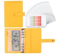 LXWHYP Money Saving Binder, Savings Challenges Book with for Cash Envelopes, 12pcs Zipper Envelopes A6 Budget Binder, Budget Planner for Managing Budgets and Saving Money (Yellow-7.4IN)
