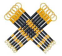 LXWKAI 12 Pcs Retractable Traffic Cone Barrier with Engineer Grade Reflective Tape, Telescopic Safety Poles 5.2 to 9.8 ft for Road Safety and Crowd Control, Yellow & Black