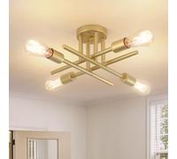 LXWNYY Sputnik Ceiling Light, Gold Light Fittings 4 Bulbs Gold Chandelier E27 Base Modern Industrial Semi Flush Ceiling Light for Dining Room Kitchen Island Bedroom Living Room(Bulb Not Included)