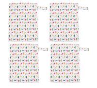 Lxwraptorial 4Pcs Baby Stroller Hanging Bag, Cotton Printed Storage Pouch with Single Zip, Portable Detachable Handle for Mommy Essentials, 30x40cm Eco - Friendly Stroller