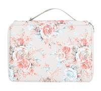 Lxwraptorial Rose Printed 4 - Layer Pencil Case with 200 Slots, Cloth Pen Holder Stationery Storage Pocket for Art Students, School and Office Use (Khaki Rose)