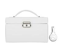 Lxwraptorial Three Layer Jewelry Storage Box, PU Leather Jewelry Organizer with Mirror and Lock, Large Capacity Necklace Earring Ring Holder for Travel and Home Use (White)