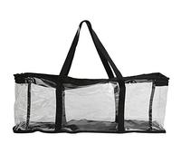 Lxwraptorial Transparent Large Capacity Portable Carrying Bag Storage Organizer for CD and Book Collection, Clear PVC + 600D Oxford Cloth, Zipper Closure with Heavy - Duty Handle