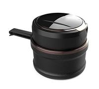LxwSin Portable Auto Car Ashtray With LED Light and Flip Lid - Self Extinguishing, Easy Clean Up, Detachable for Travel, Van, Outdoors, Camping - Black, Small