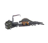 Lxwythozoan 1:50 Dinosaur Transport Trailer, High Simulation Alloy Dinosaur Truck Carrier Toy with Realistic Dino Figure, Durable Prehistoric Transport Vehicle for Kids Boys Ages 3 - (Saichania)