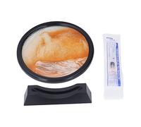 Lxwythozoan 3D Sand Painting Round Yellow Light Luxury Transparent Glass Quicksand Art, Moving Sand Sculpture with Base and Syringe for Living Room Office Decoration