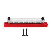 Lxwythozoan 48V 150A 12 - Terminal Bus Bar Power Distribution Block with Transparent Cover, Plated Brass Plates, M6 Studs & M4 Screws for Car RV Marine Boat Electrical (Red)