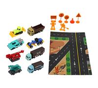 Lxwythozoan 8PCS Construction Truck Toys Set, 1:64 Alloy Engineering Vehicle Toy Set for Kids, Anti Drop Durable Construction Cars with Road Signs and Figures for Imaginative Play