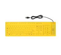 Lxwythozoan Foldable Silicone Keyboard 108 Keys, USB Wired Keyboard, Full Sealing Roll Up Silent Typing Keyboard for Travel Office Home Use, Washable Mute Design (Yellow)