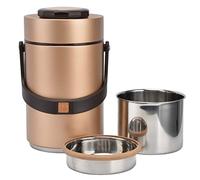 Lxwythozoan Insulated Lunch Containers, 304 Stainless Steel Food Container with Double Vacuum Interior, 2300ml 3 - Layer Soup Pot for Work Travel Picnic, Includes 2 Inner Pots (Gold)