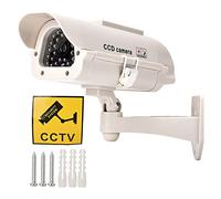 Lxwythozoan Solar Powered Fake CCTV Camera, Dummy Security Camera with Blinking LED Light, Realistic Simulation Monitor for Home Shop Warehouse Outdoor Indoor Use, ABS Plastic with Adjustable