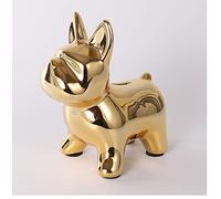 LXX1 Ceramic French Bulldog Statue, Resin Standing Frenchie Figurine Dog Sculpture,Decorative Modern Home Decor Ornaments Creative Gift Minimalist Coin Piggy Bank,Gold