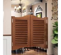 LXXW Cafe Swinging Doors Café Swing Doors, Interior Louvre Swing Doors, Solid Wood Partition Doors, Kitchen Half-Waist Doors, Customisable Half Waist Fence Door(Original Wood,90x90cm(WxH))