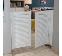 LXXW Cafe Swinging Doors Vintage Louvre Swing Door, Auto Close Grill Half Waist Door, Interior Partition Swing Door for Bar, Kitchen,Customisable Half Waist Fence Door(Original Wood,90x90cm(WxH))