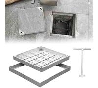 LXXW Recessed Septic Tank Lid Square Concrete Septic Tank Lid, Reinforced Stainless Steel Embedded Sewer Cover Stainless Steel Manhole Cover(40 * 40cm/15.7 * 15.7in)