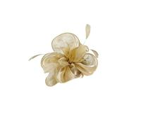 LXYDPZ Flower Mesh Headband Wedding Fascinators Top Hat Fascinator Hats Feather Flower Headband Cocktail Tea Party Headwear (Gold One Size)