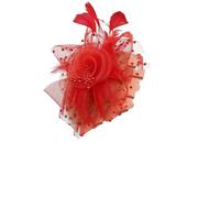 LXYDPZ Women Fascinator Hats Flower Cocktail Tea Party Headwear Feather Fascinators Top Hat for Girls Stylish Hair Accessories (Red One Size)
