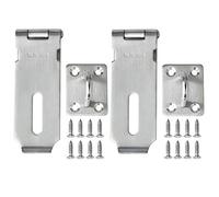 LXYQRS 2pcs Door Locks Hasp Latch,4 Inch SUS 304 Stainless Steel Safety Packlock Clasp Hasp Lock Latch,with Fixing Screw for External Doors Window Cabinet Pet Cage,Brushed MS9-4C-2P
