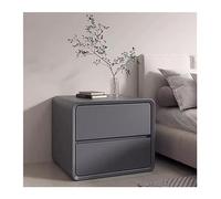 LXYQRS bedside cabinet Wood Nightstand Two Drawers Without Handles Microfiber Leather White/Gray/Curry/Orange Bedside Furniture Large Space Storage bedside cabinets for nightstands(Dark Gray,Sm