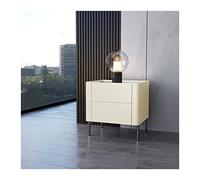 LXYQRS Beige Nightstand Elegant Marble Patterned Slate Table Top 2 Drawers Metal Tall Legs Small End Table for Bedroom Living Room with drawer
