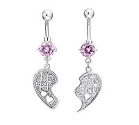 LXYQRS Belly Button, Dangle Belly Belly Ring 2PCS Heart Puzzle Best Friend Cubic Zirconia Pink/Blue Belly Button Jewellery