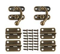 LXYQRS Retro Vintage Style Hasp Latch and Hinges Set,Antique Bronze Right Hook Hasp Lock and Hinges with Matching Screwing for Crafts Wooden Jewelry Box