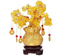 LXYQRS The Crystal Tree Lucky Tree Wealth Yellow Crystal Tree Natural Lucky Money Tree Ornaments Bonsai Style Wealth Luck Feng Shui Ornaments Crystal Trees