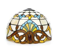 LXYST 12 Inch Stained Glass Lampshades Replacement, Only Handmade Victorian Mediterranean Vintage Style Light Cover Fit for Table Lamp Ceiling Pendant Light,Bei,Beige