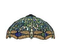 LXYST 16 Inch Dragonfly Lampshades Replacement, Only Style Stained Glass Shade, Vintage Yellow Green Orange White Light Cover for Table Floor Lamp Ceiling Pen,Sea Blue