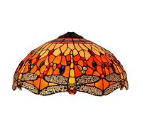 LXYST 16 Inch Dragonfly Lampshades Replacement, Only Style Stained Glass Shade, Vintage Yellow Green Orange White Light Cover for Table Floor Lamp Ceiling Pen,Orange