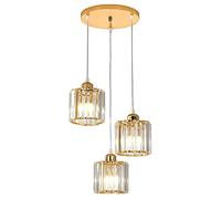 LXYST Crystal Pendant Fixture for Diningroom Bedroom, ③-Light Chandelier Kitchen Island,K9 Raindrop Lighting-Gold a 30x80cm(12x31inch)