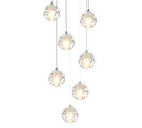 LXYST Crystal Staircase Villa, Long Chandelier for High Ceiling,Mid Century Raindrop Pendant Adjustable Height,Stainless Steel Base,G4,Ceiling Light, 7 Li