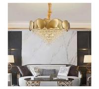 LXYST Dimmable Lights LED Crystal Tassel Chandelier Luxury Gold Hanging Lamps Ceiling Home Decor Luminaria for Dining Room,Crystal Lighting,Hanging Light(White Light,95cm)
