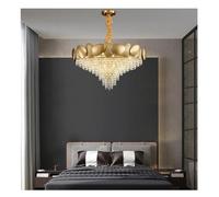LXYST Dimmable Lights LED Crystal Tassel Chandelier Luxury Gold Hanging Lamps Ceiling Home Decor Luminaria for Dining Room,Crystal Lighting,Hanging Light(White Light,95cm)