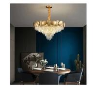 LXYST Dimmable Lights LED Crystal Tassel Chandelier Luxury Gold Hanging Lamps Ceiling Home Decor Luminaria for Dining Room,Crystal Lighting,Hanging Light(White Light,95cm)