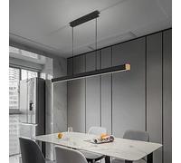 LXYST Dimmable Linear LED Chandelier for Kitchen Island,Contemporary Pendant Lighting Island Lights,Hanging Light Fixture Dining Room Living-Black 120x6cm(47x2inch)