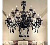 LXYST European Candle Crystal Pendent Lamp Luxury Living Room Restaurant Villa Hotel Staircase Duplex Building Chandelier (B 15 Lights)